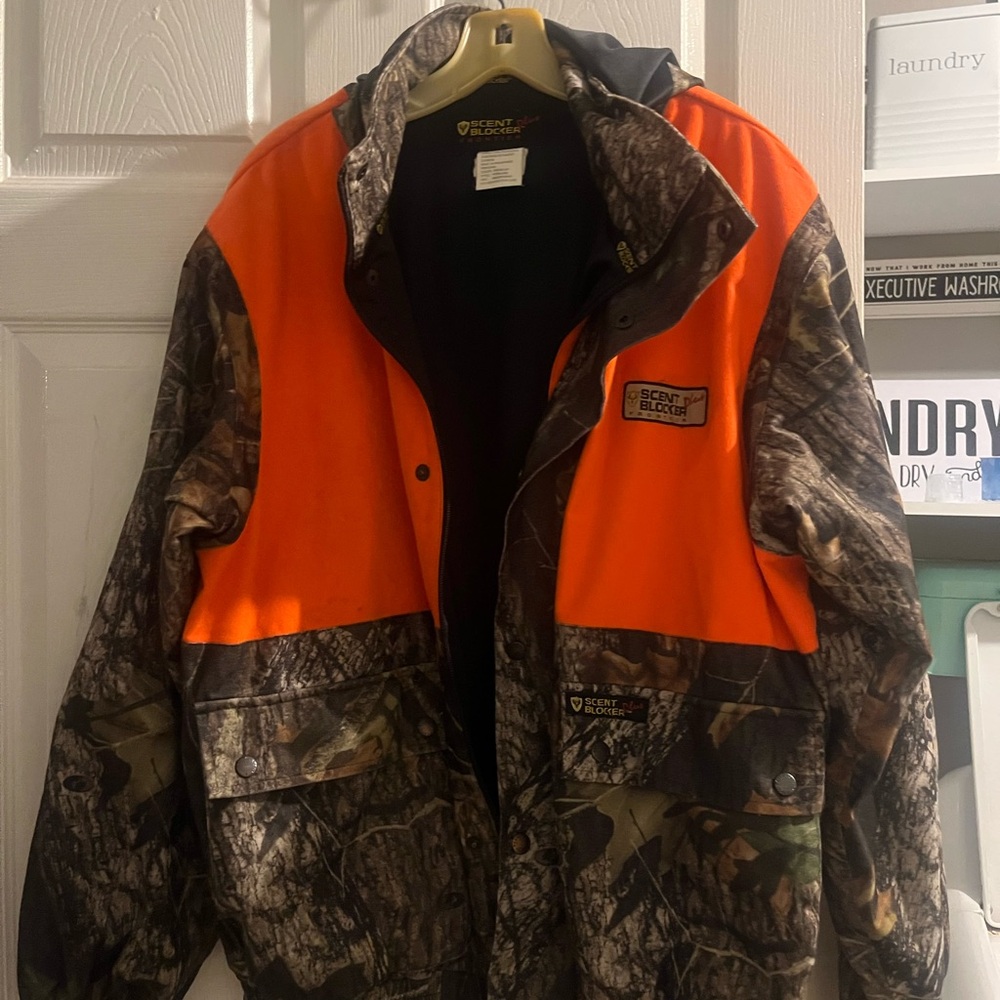 Scent Blocker Camo and Orange Jacket